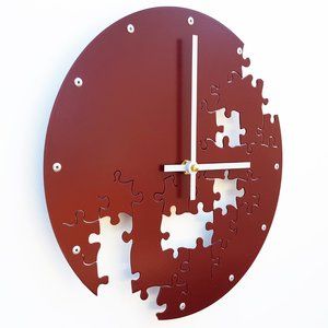 Claret Wine Puzzle V Steel Wall Clock - 10.25"